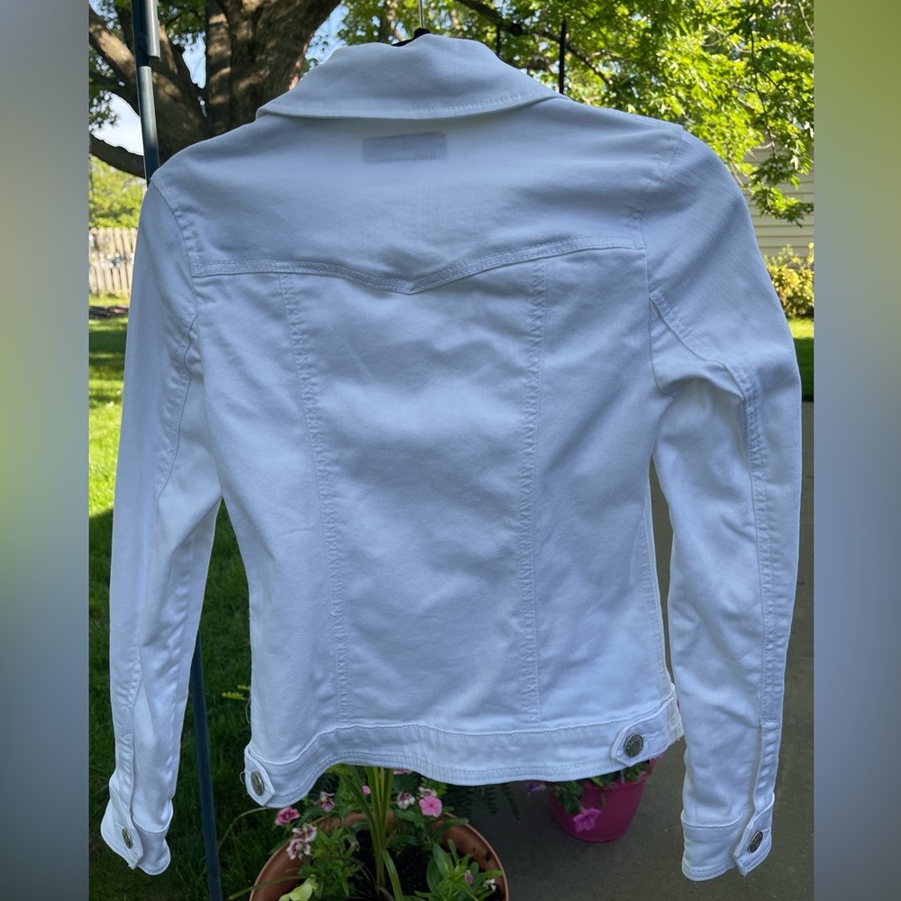 Guess Classic White Fitted Denim Jean Jacket Sz M - Picture 5 of 12